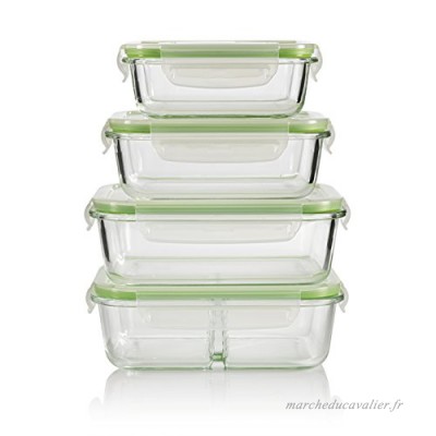 GOURMETmaxx "Klick-it" Boîtes de conservation en verre | Compatible avec micro-ondes et au congélateur  passe au lave-vaisselle | Transparent | Protection des saveurs à l'abri de l'ai - B0792HPDZT